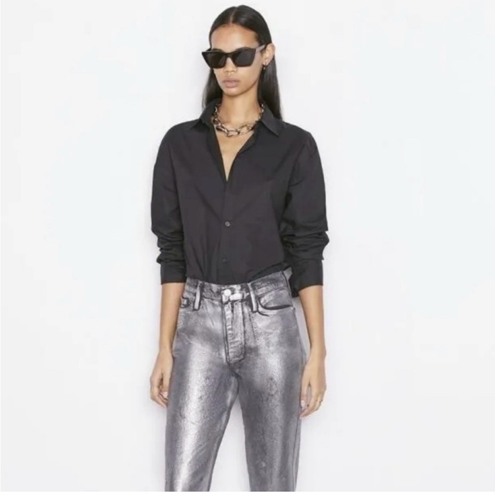 Frame Denim Metallic Silver Jeans - Picture 3 of 8